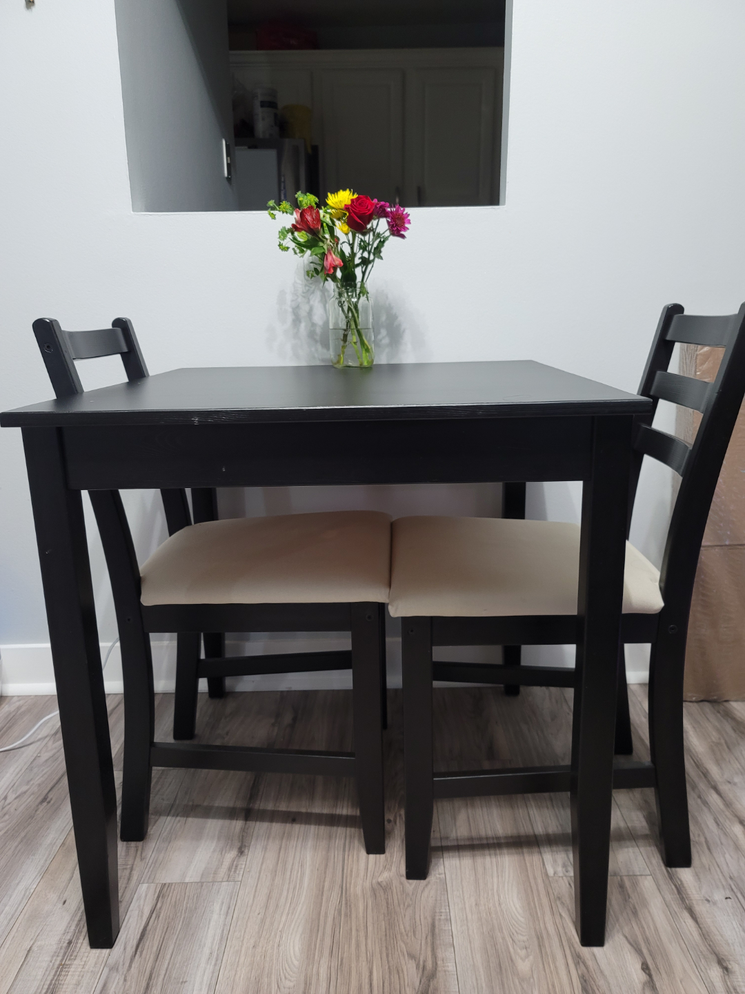Ikea Small Black Table and Two Chairs Set