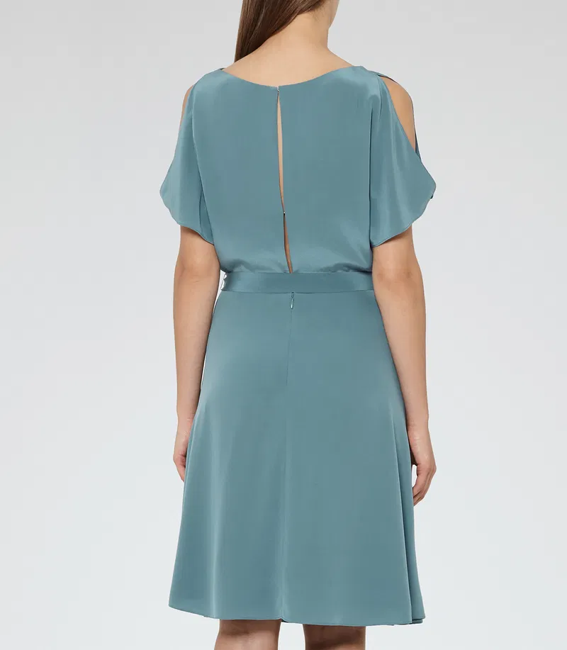 REISS Mira Cold-Shoulder Silk Dress- - photo 5