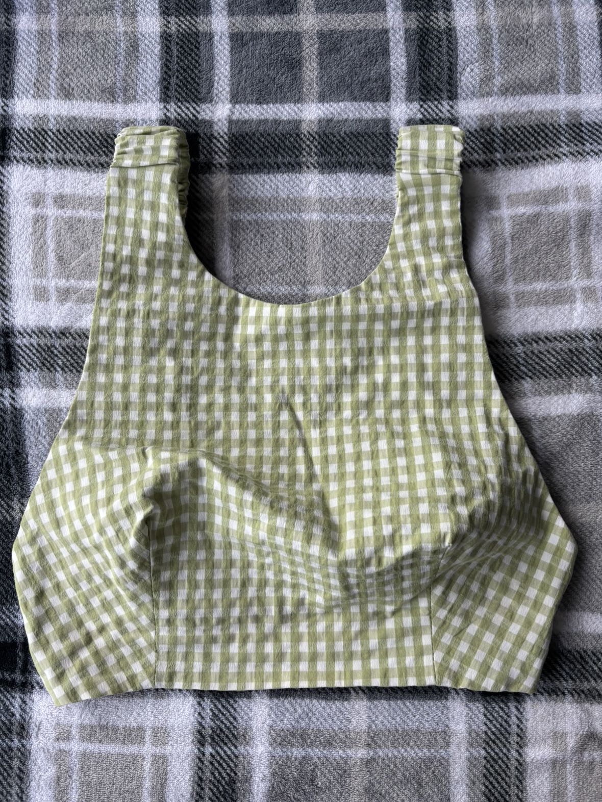 Zara green checkered crop top