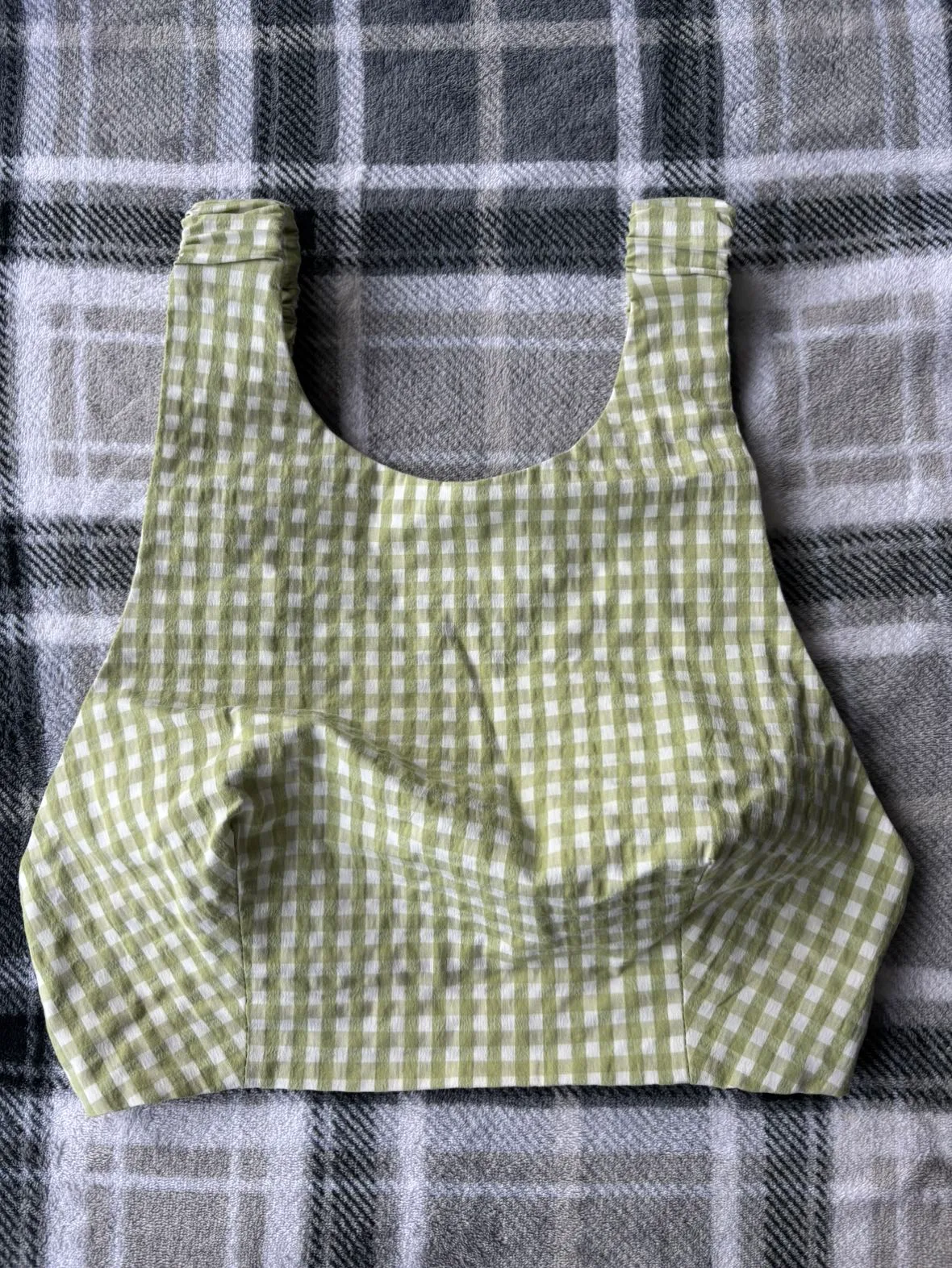 Zara green checkered crop top thumbnail