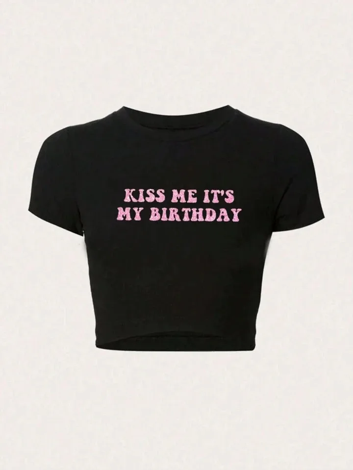 Black Crop Top With Text thumbnail