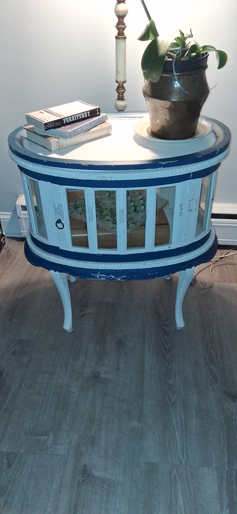 Vintage Oval Glass-Front Table