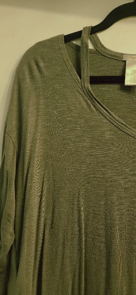 Matty M Olive Green 3/4 Sleeve V-Neck Blouse image indicator(3)