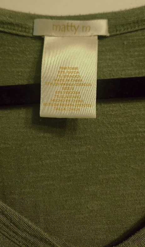 Matty M Olive Green 3/4 Sleeve V-Neck Blouse image indicator(4)