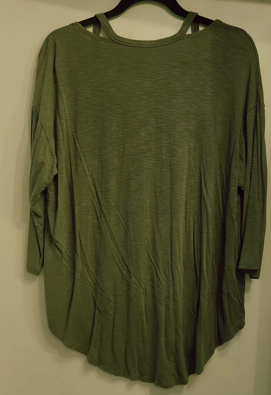 Matty M Olive Green 3/4 Sleeve V-Neck Blouse image indicator(7)