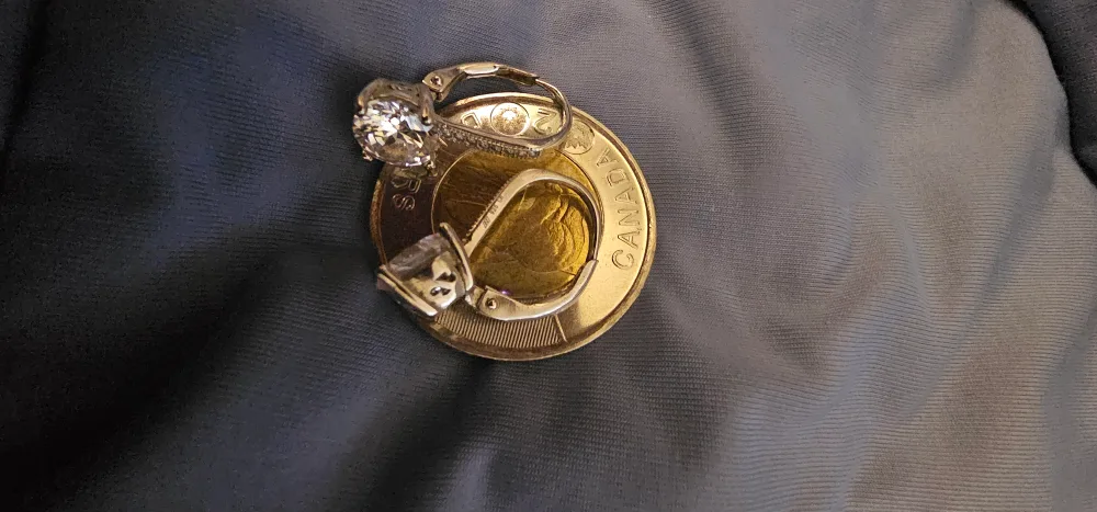 💚sterling silver 9.25  Cubic Zirconia Leverback Earrings image indicator(3)