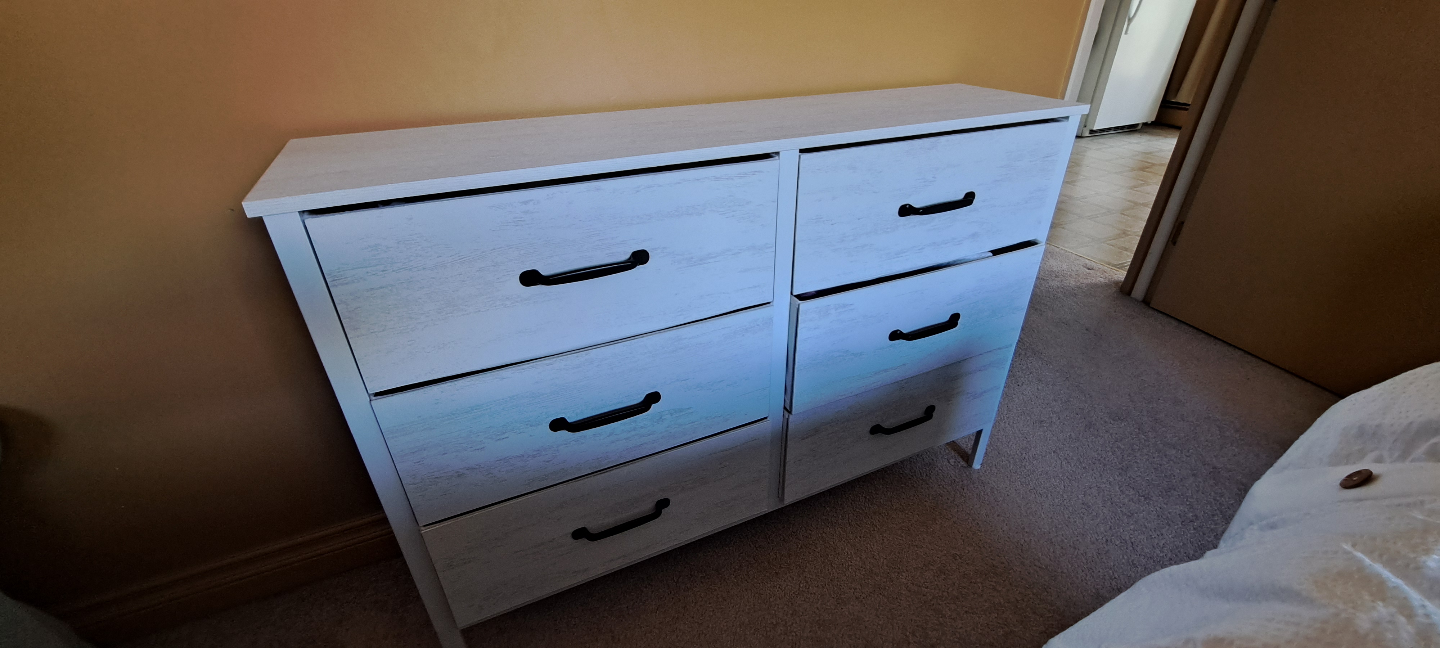White Six-Drawer Dresser