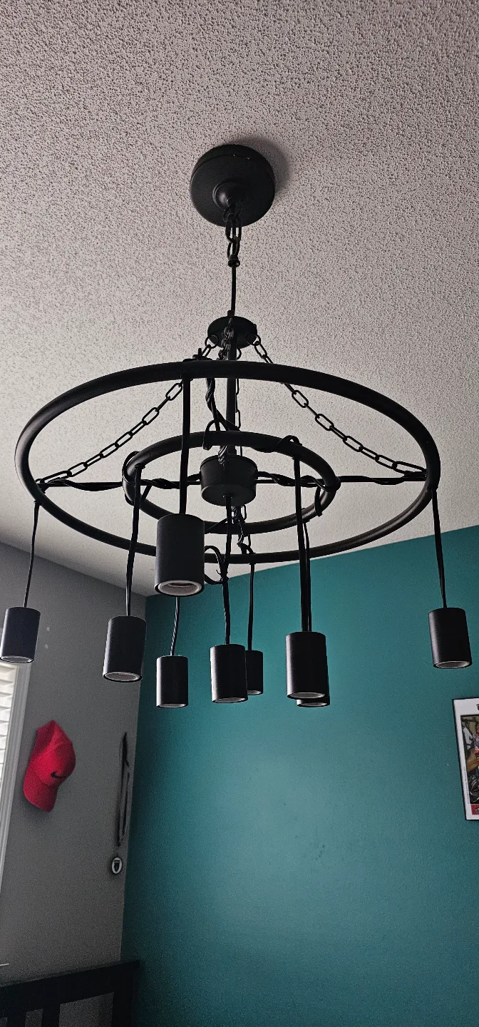 Black Metal Circular Chandelier with Nine Lights image indicator(2)