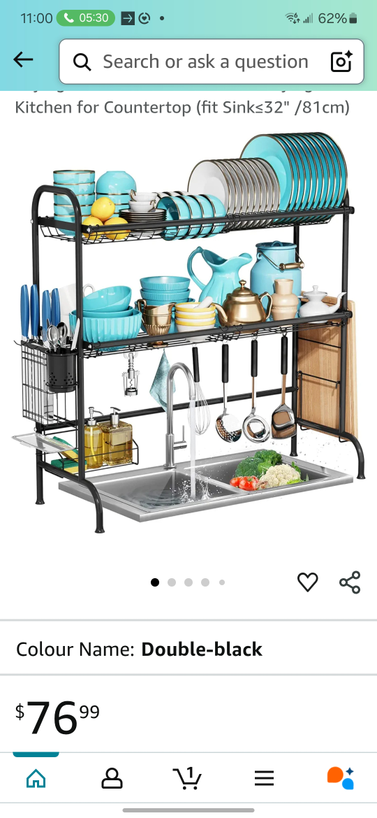 Over the Sink Dish Drying Rack - Double-Layered Black - photo 5