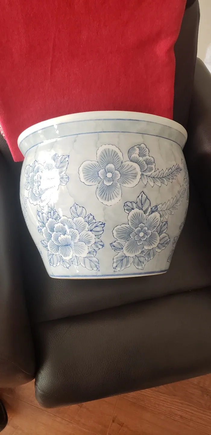 Large Blue and White Porcelain Planter