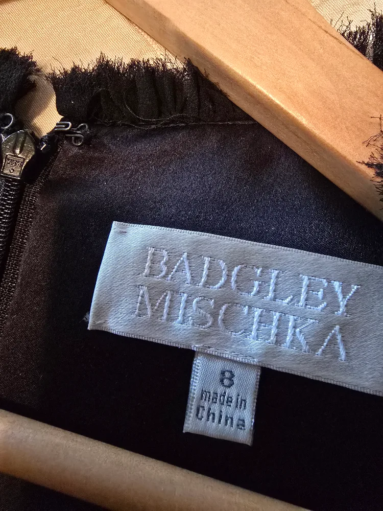 Badgley Mischka Black Silk Cocktail Dress Size 8 image indicator(2)