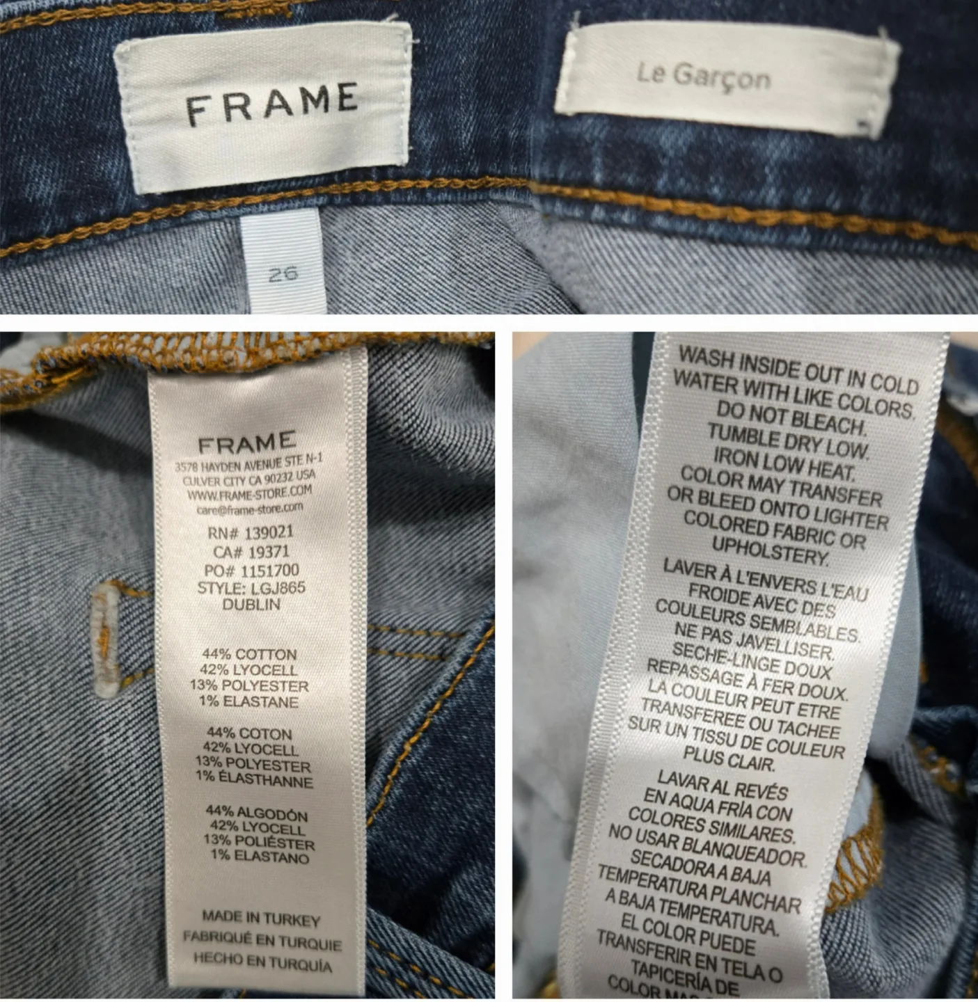 Women's FRAME Le Garcon Slim Boyfriend Jeans Size 26-28 image indicator(7)