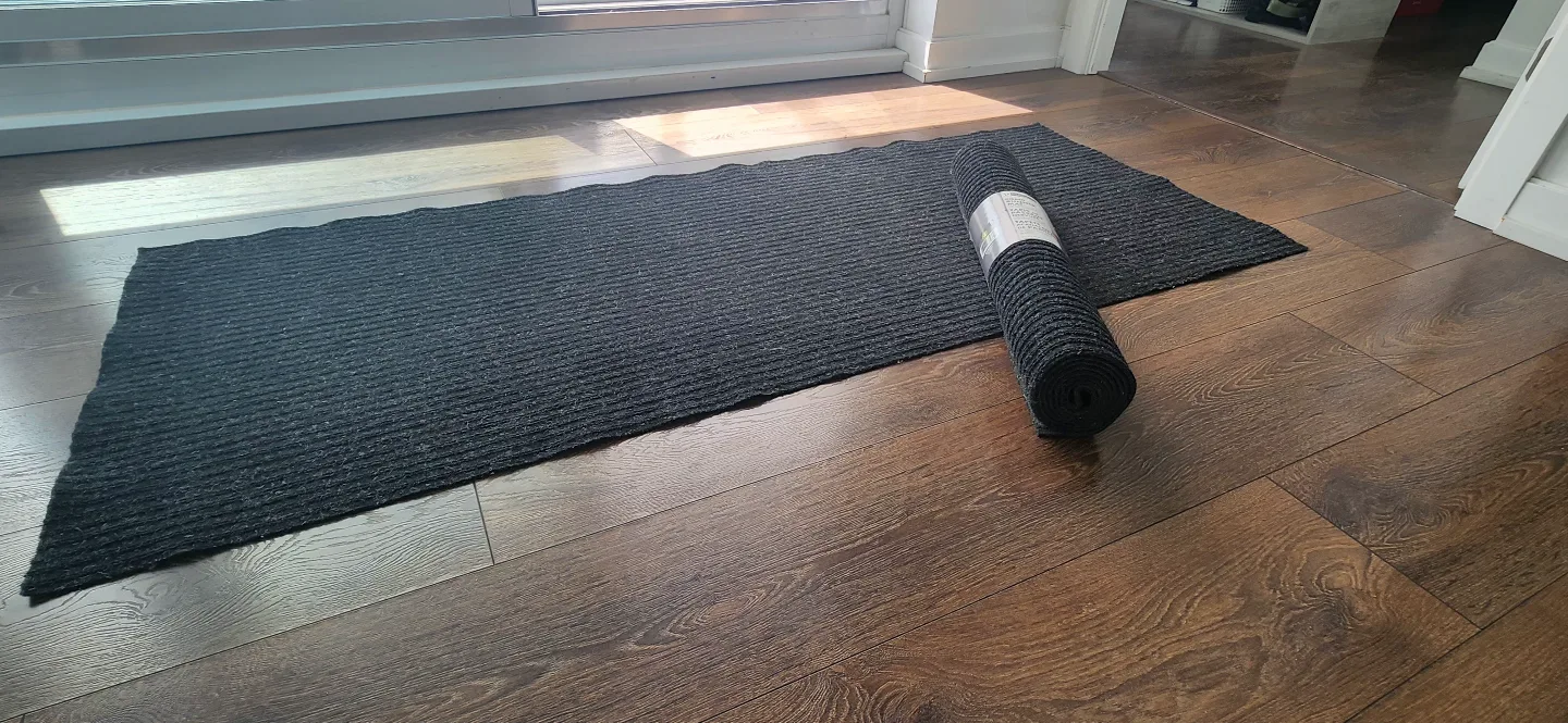 Dark Grey Striped Indoor/Outdoor Mat thumbnail