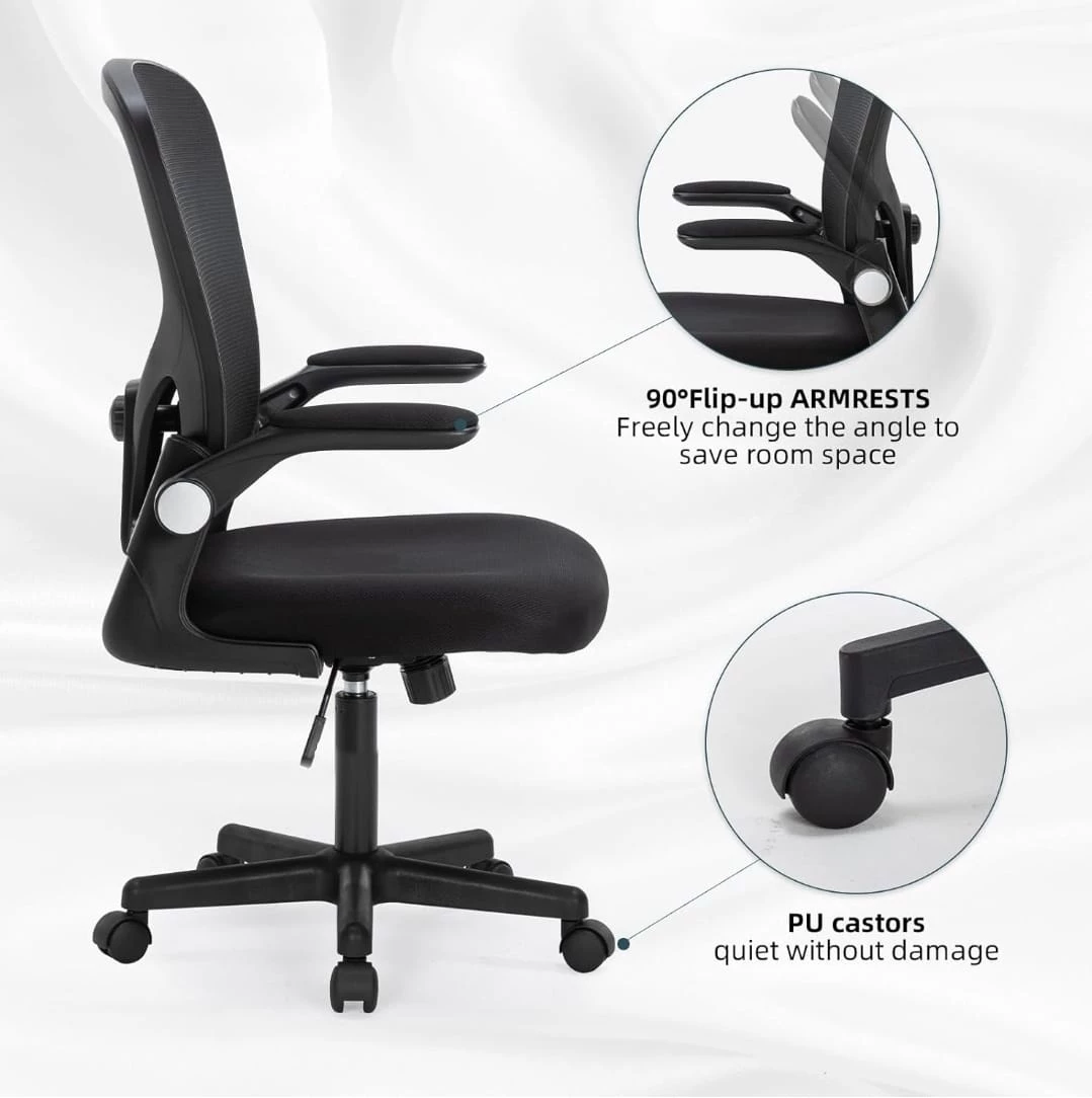 Black Mesh Office Chair with Adjustable Height and Flip-up - photo 4