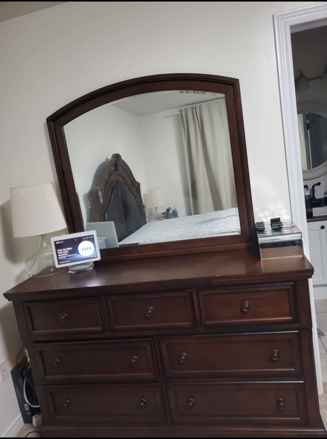 Dark brown dresser with mirror - photo 2