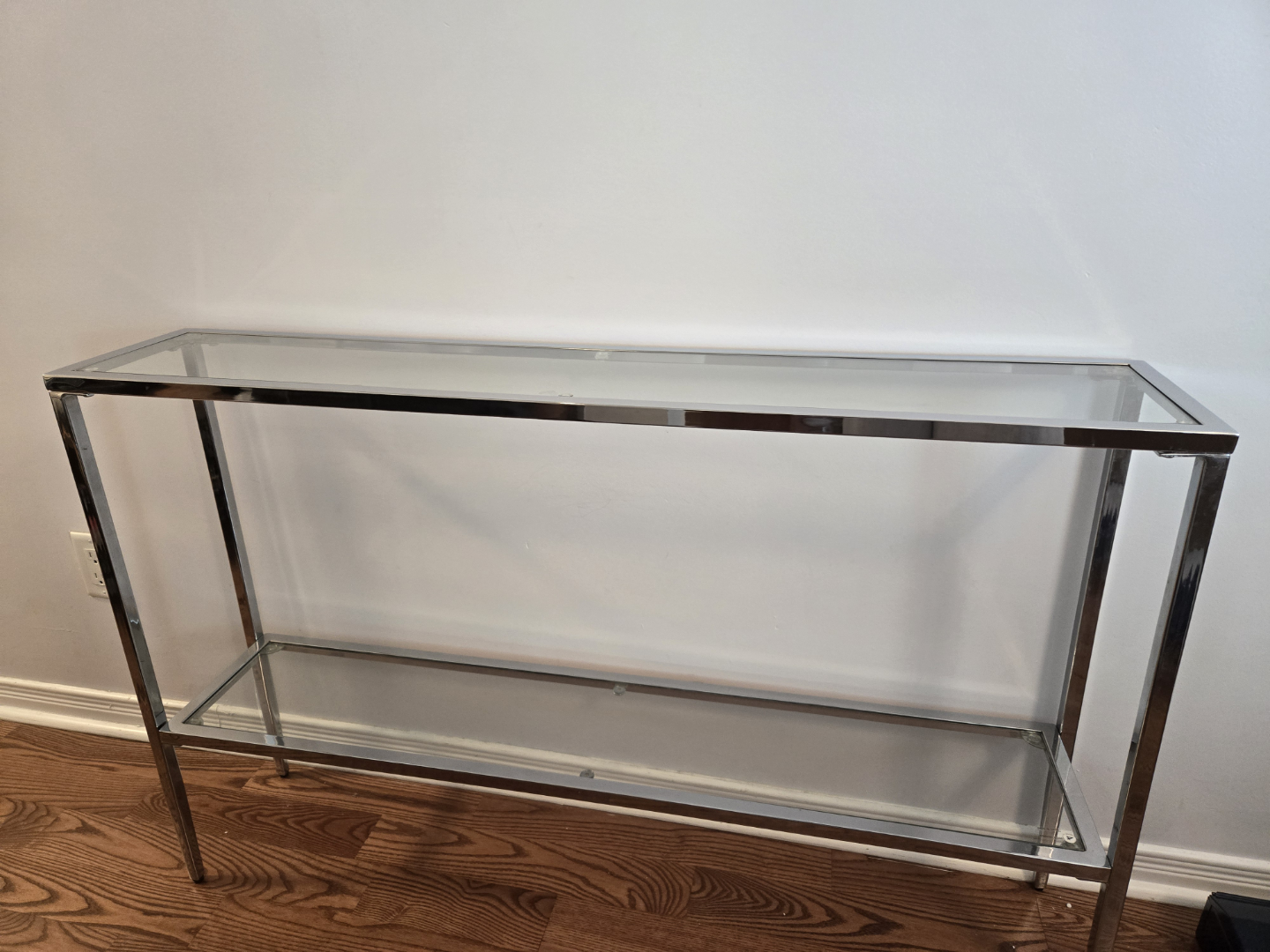 Glass Top Chrome Console Table - photo 2