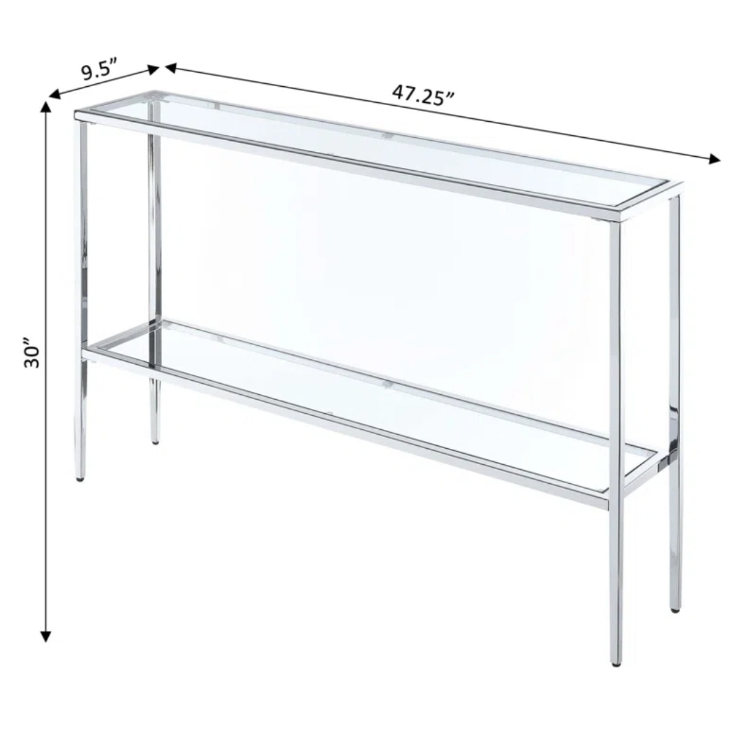 Glass Top Chrome Console Table - photo 3