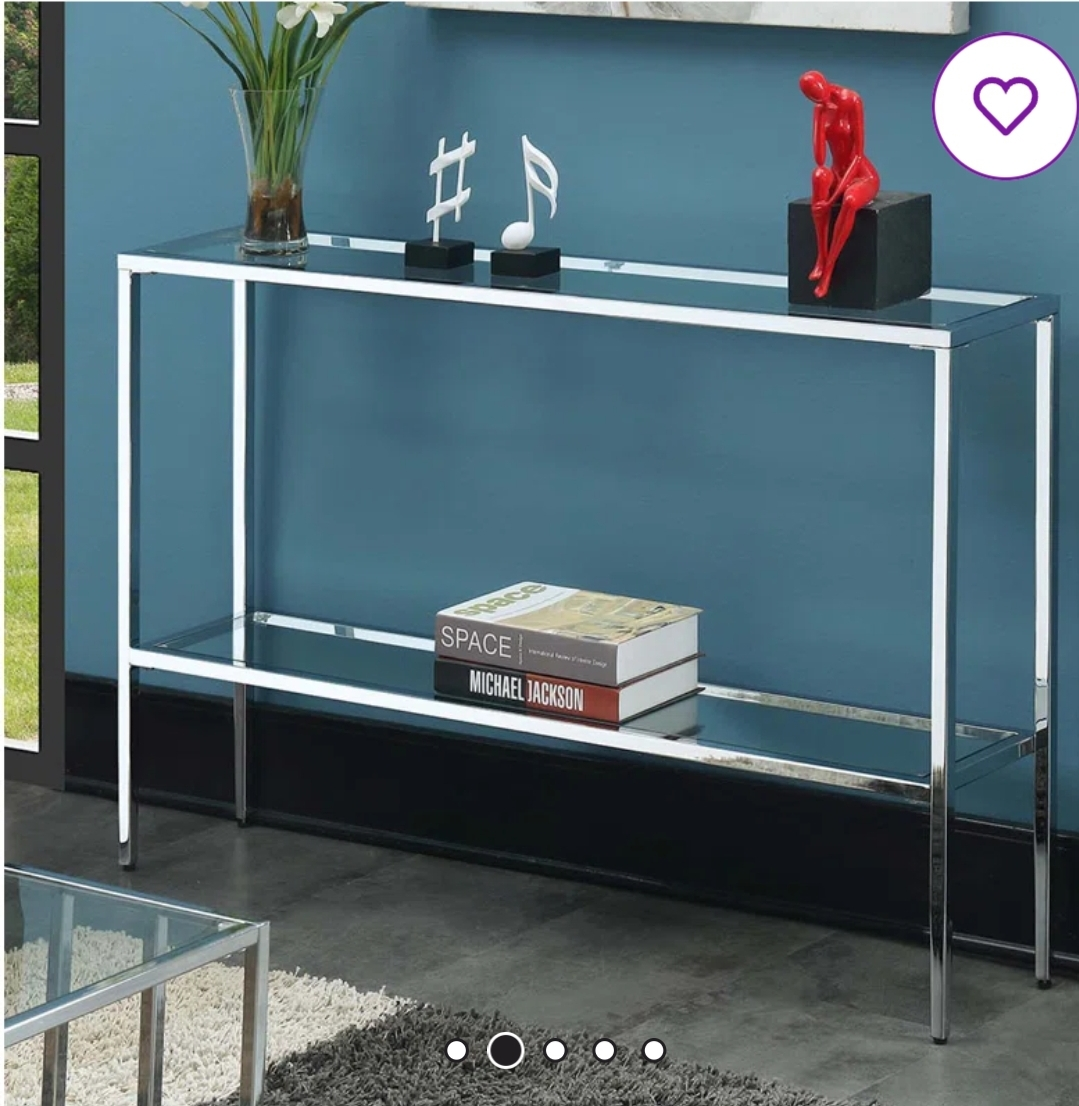 Glass Top Chrome Console Table