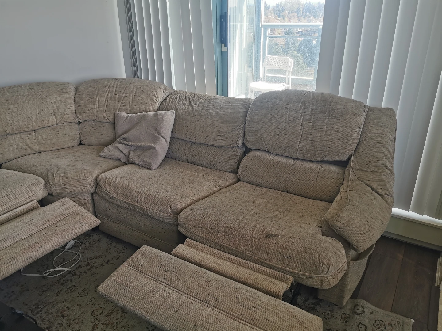 Beige Reclining Sectional Sofa - photo 2