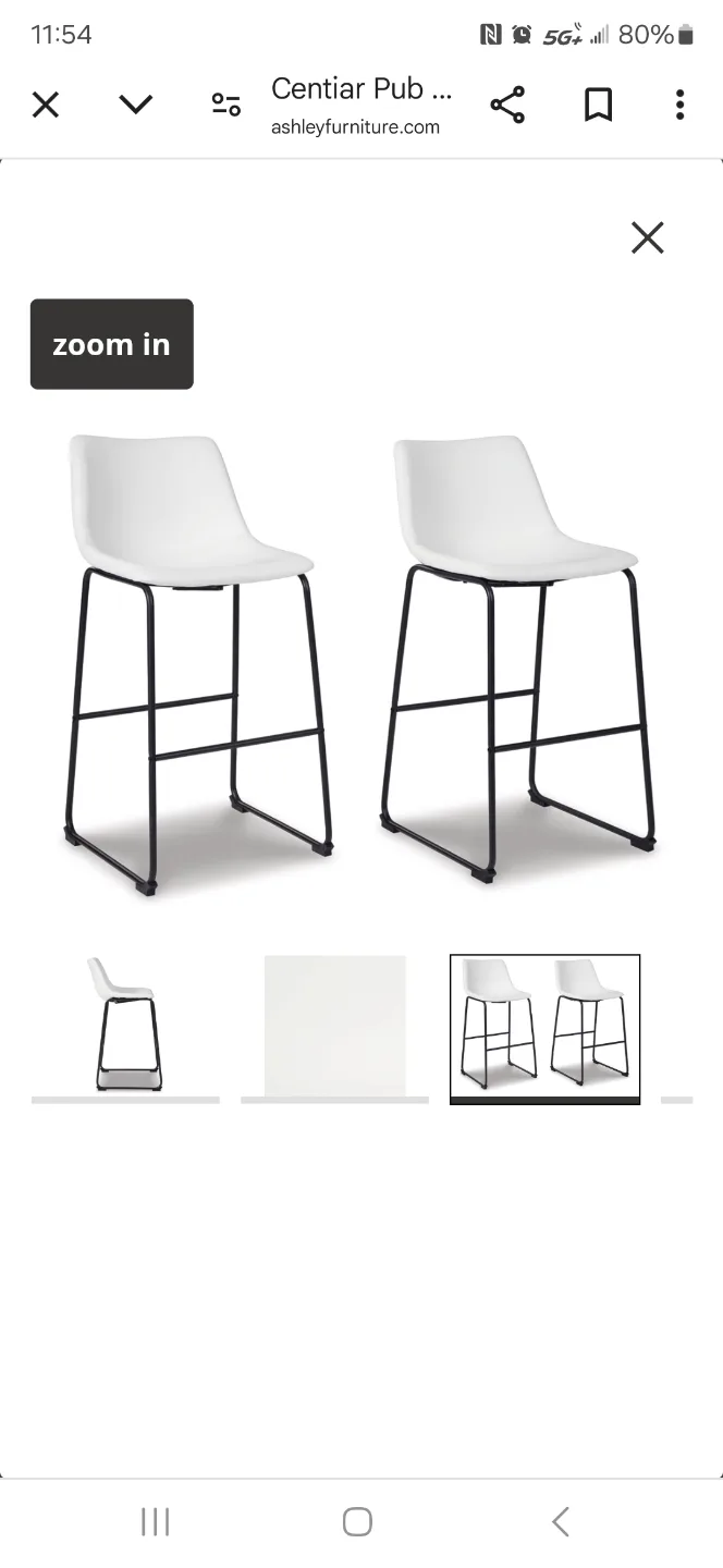 New Ashley Furniture Centiar Pub Stools - White thumbnail