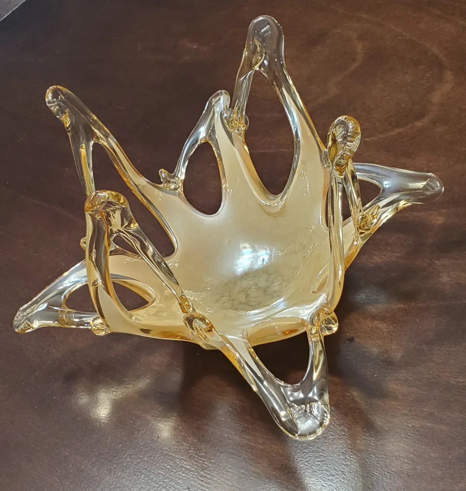 Unique Amber Glass Art Bowl thumbnail