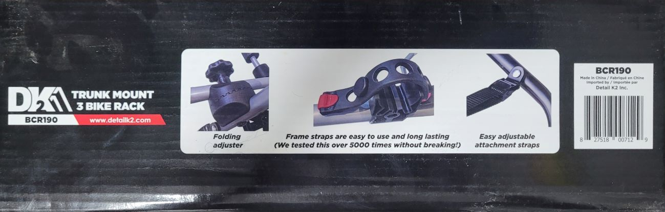 DK2 BCR190 3-Bike Trunk Mount Bike Rack w/ 6 Adjustable Straps - photo 5