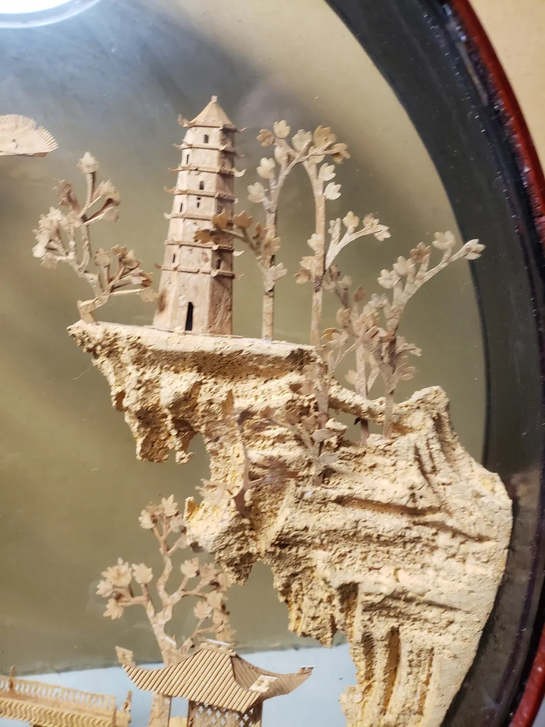 Vintage Cork Art Landscape in Glass Dome image indicator(6)