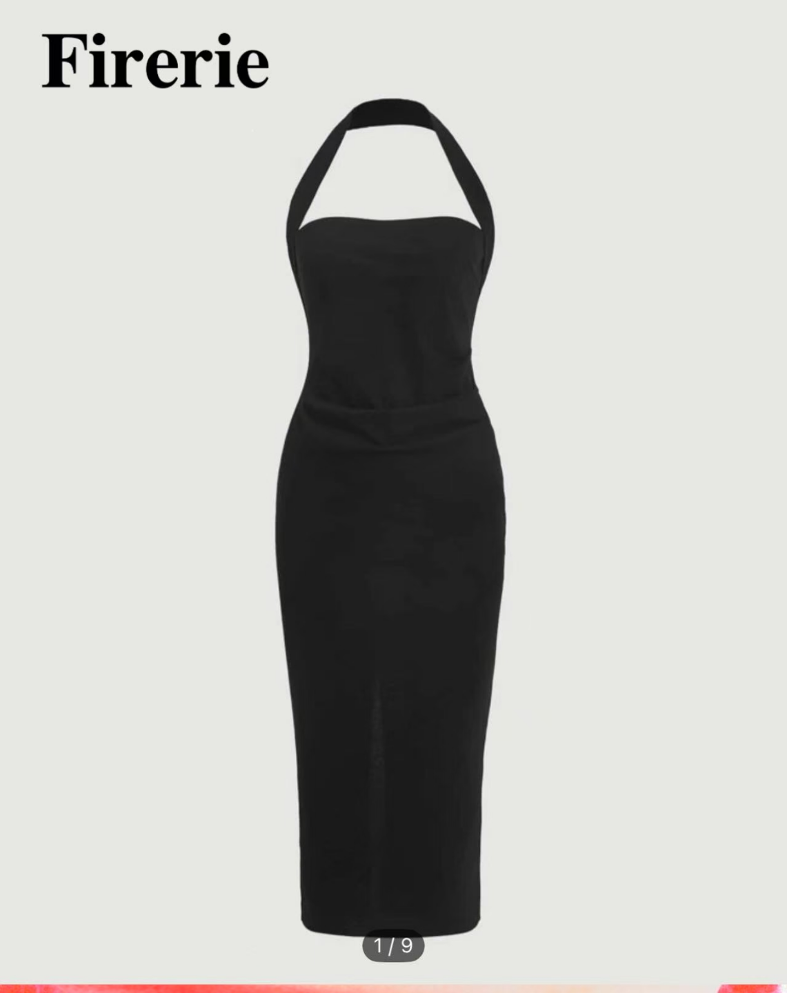 Firerie Halter Midi Dress - Black and Red