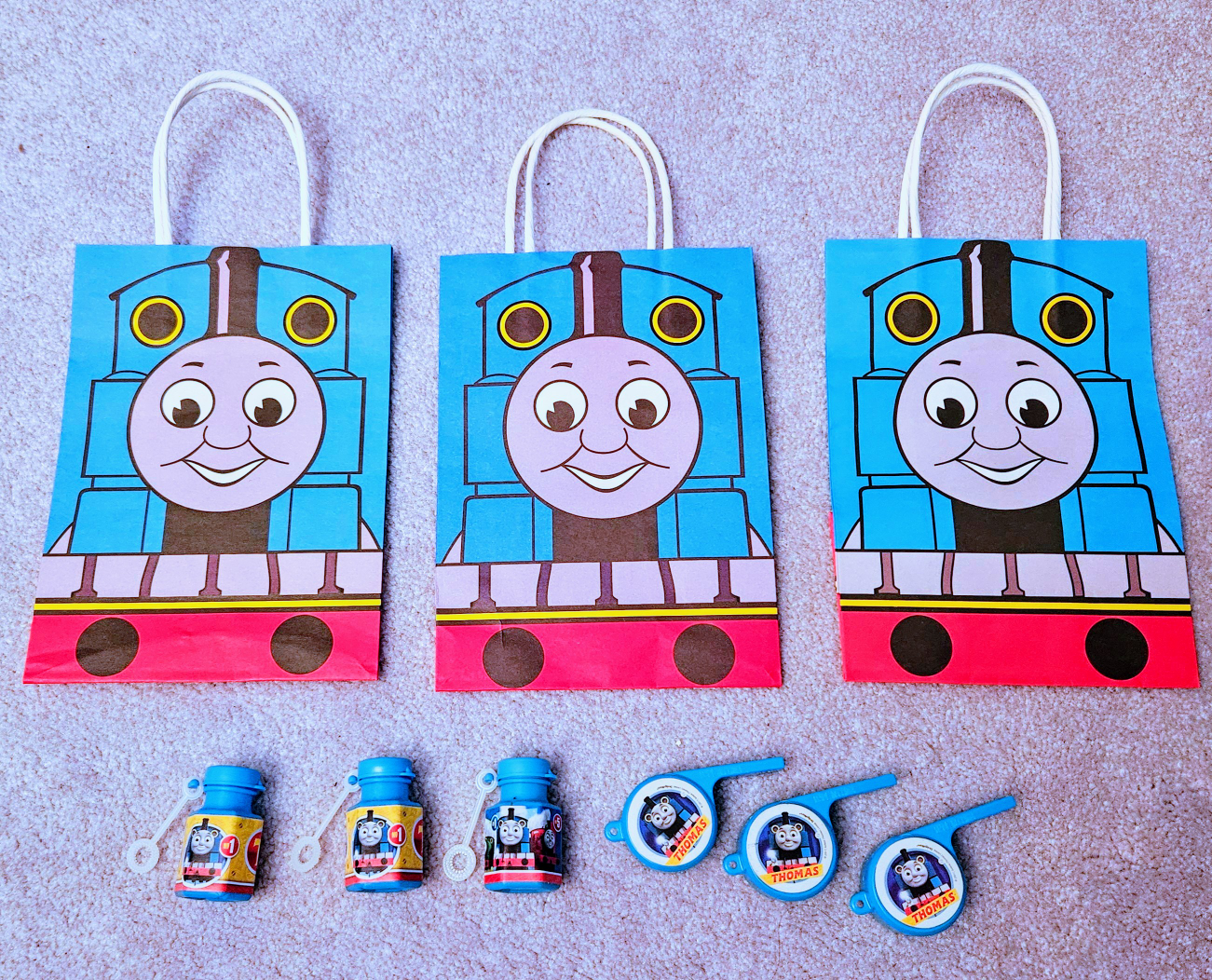 Brand new Thomas Train gift bags, bubbles & whistles