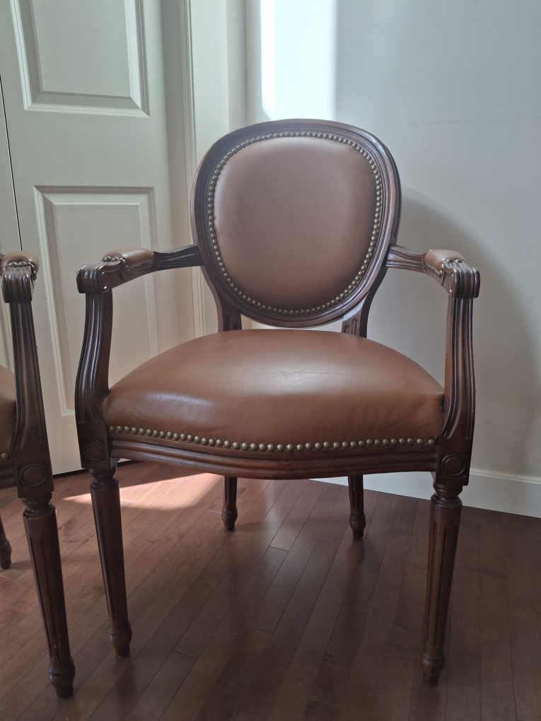 Pair of Brown Leather Armchairs