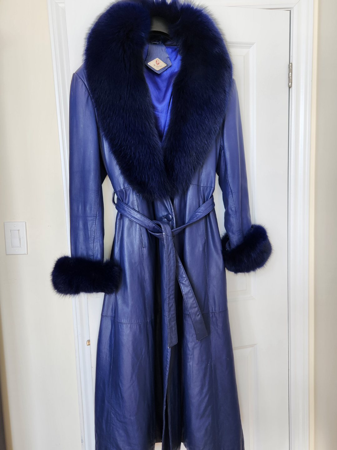 Italian Leather Coat with Fox Fur Trim