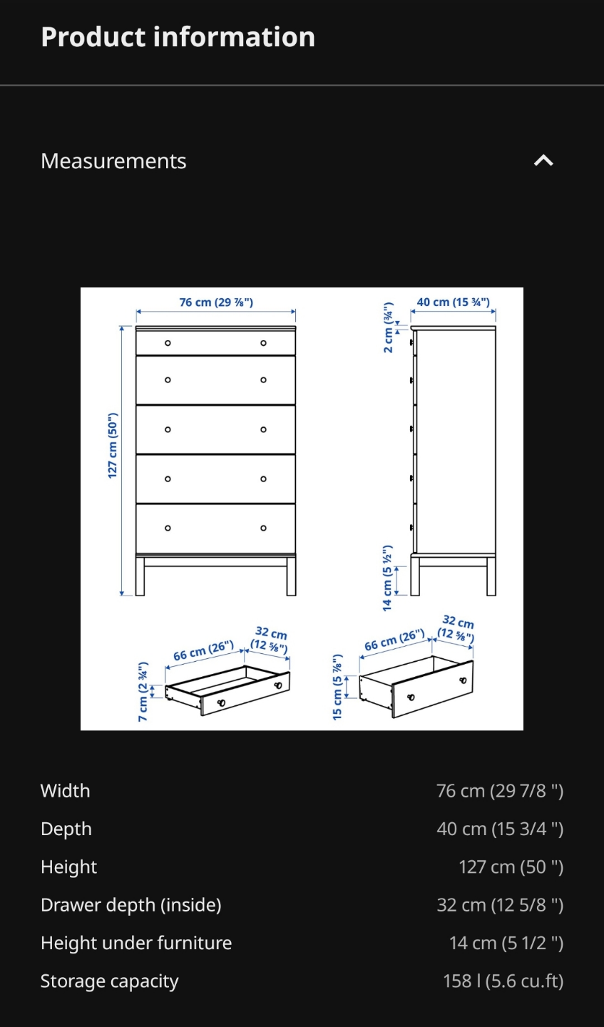 IKEA 5-Drawer Chest - photo 3