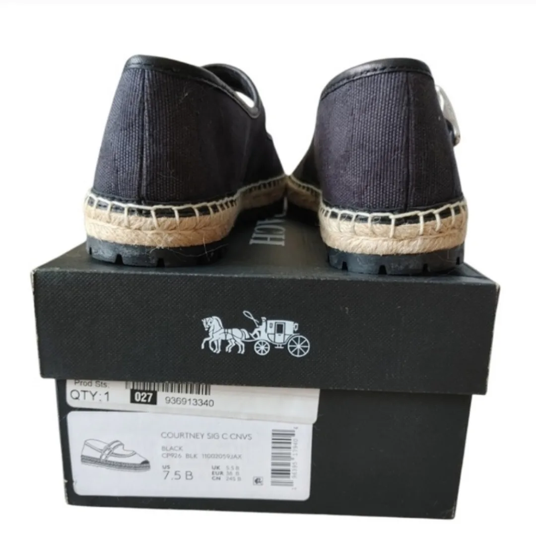 Coach Women's Black Canvas Espadrille Shoes image indicator(3)