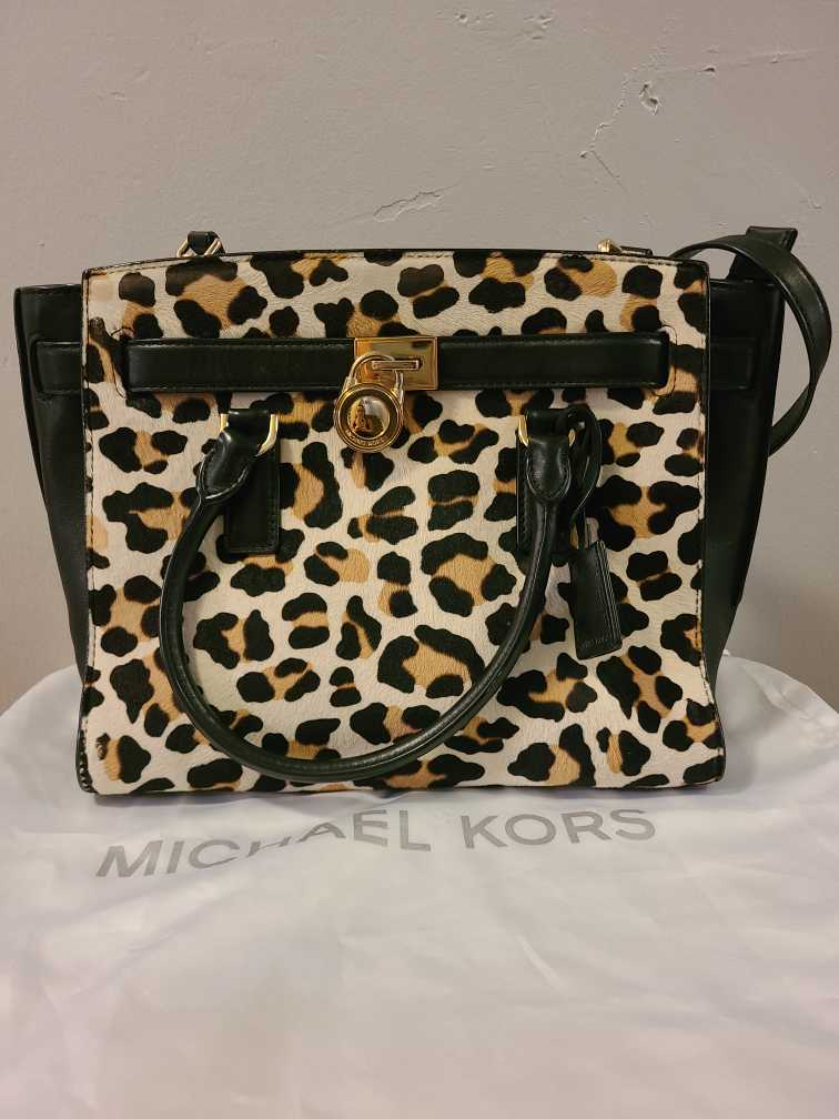 Michael Kors Black and Leopard Print Handbag