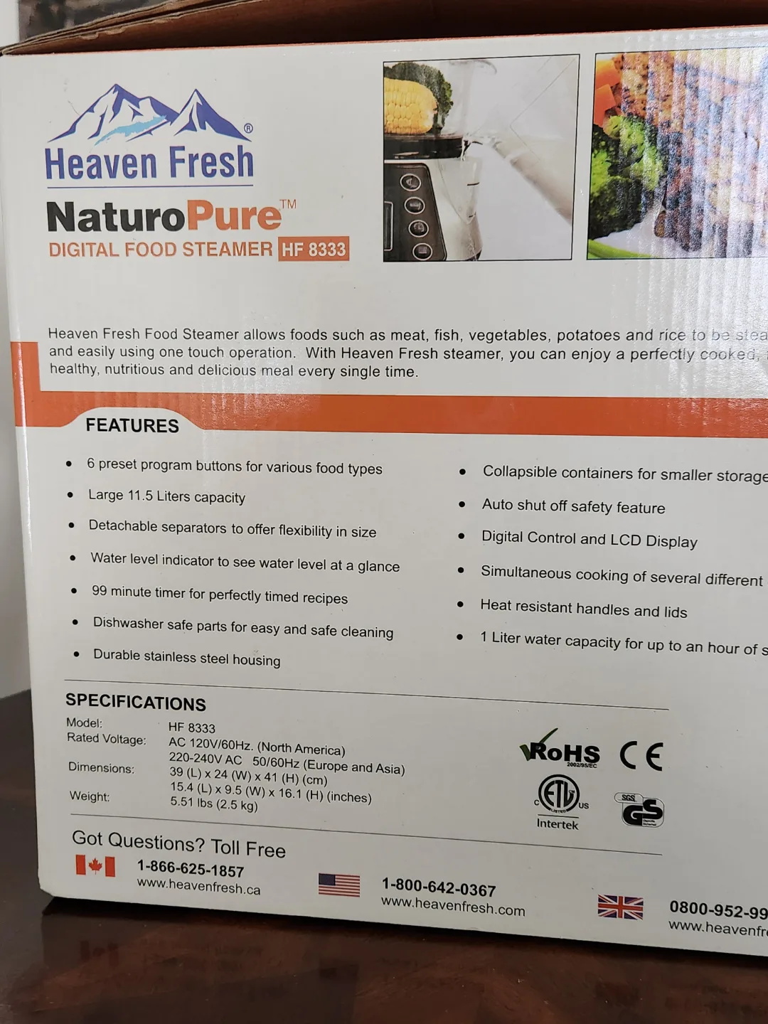 Heaven Fresh NaturoPure Digital Food Steamer - 11.5 Litre, 800W image indicator(6)