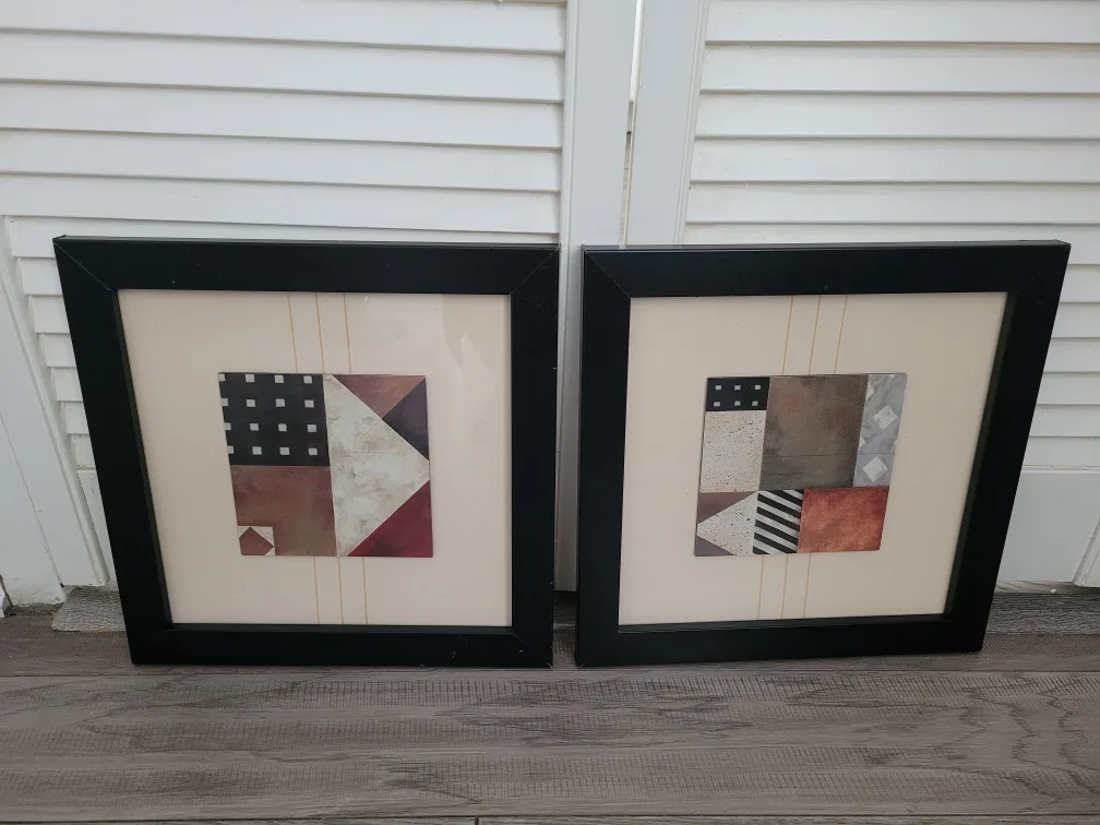 Pair of Framed Abstract Art Prints thumbnail