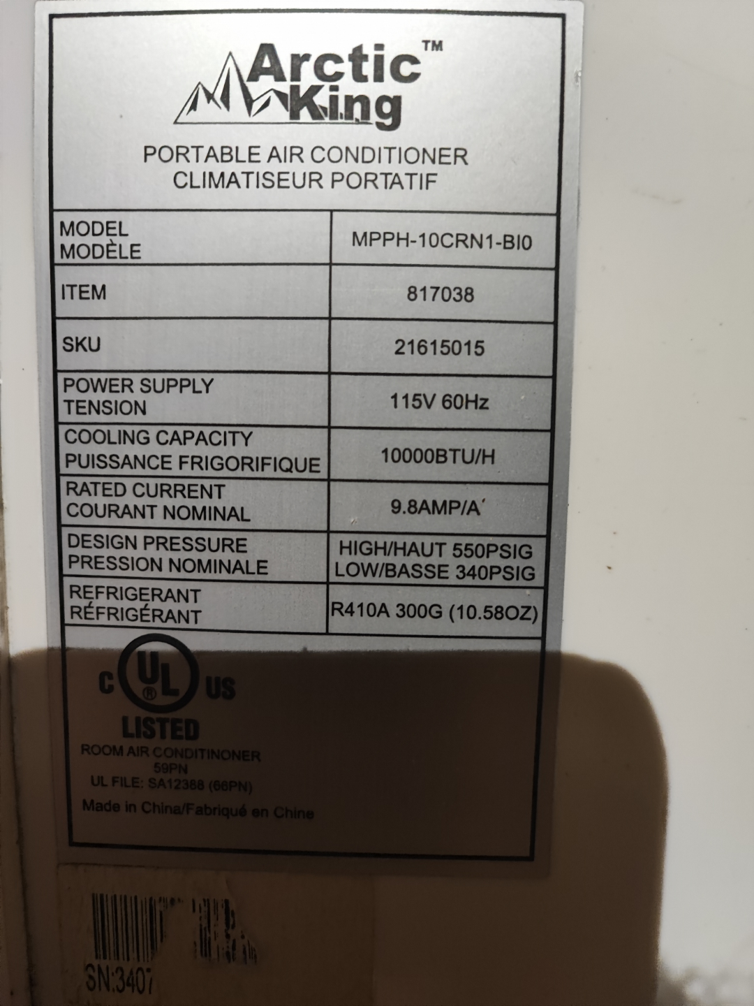 Arctic King Portable console Air Conditioner - 10000 BTU - photo 3