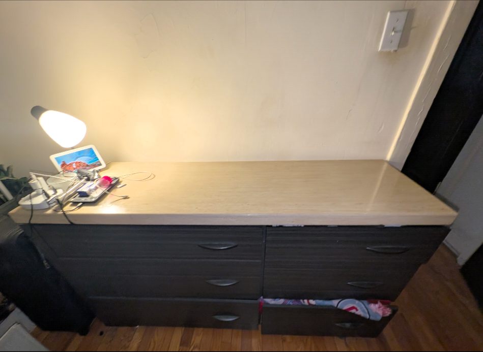 Dark Gray 6-Drawer Dresser with Plastic Top