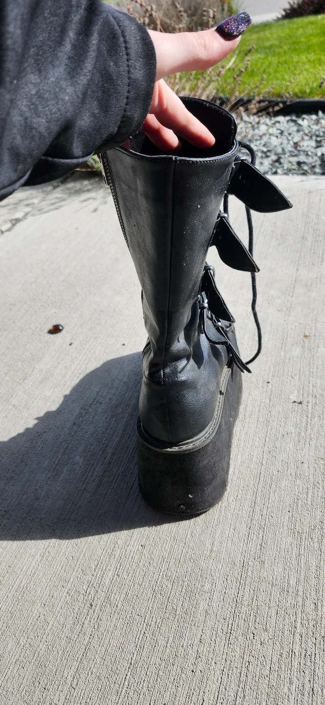 Demonia Black Vegan Leather Platform Boots image indicator(8)