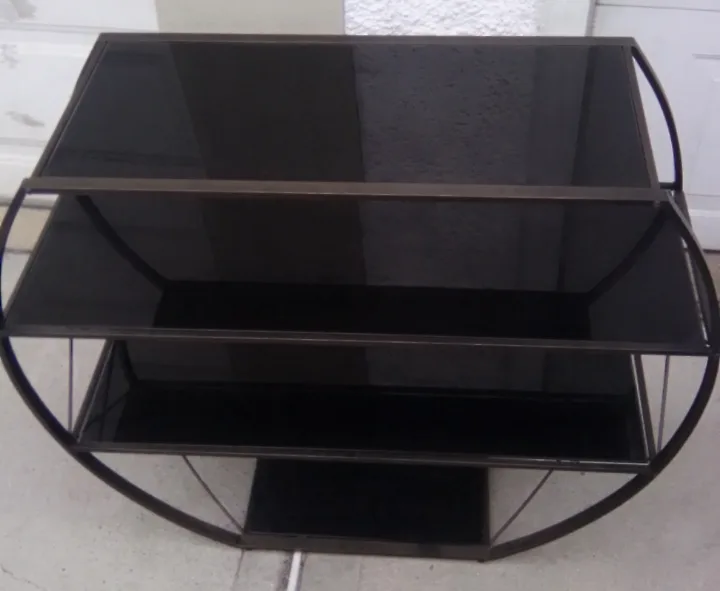 Black Metal and Glass 3-Tier Shelf 💚 image indicator(3)