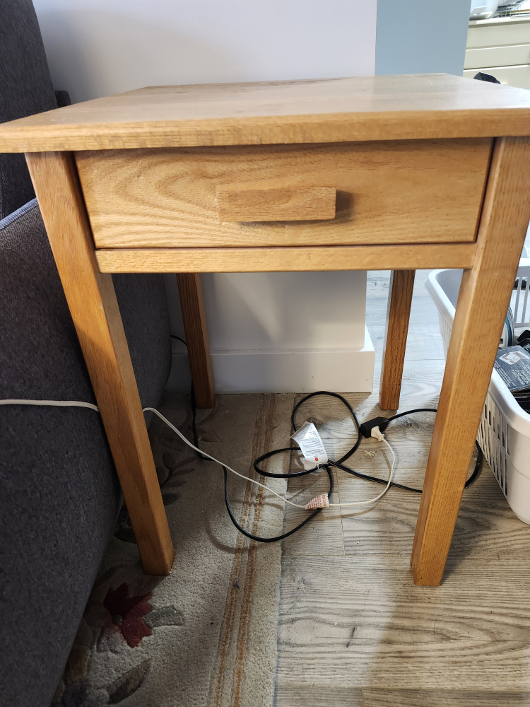 Solid Oak End Table with Drawer - photo 2