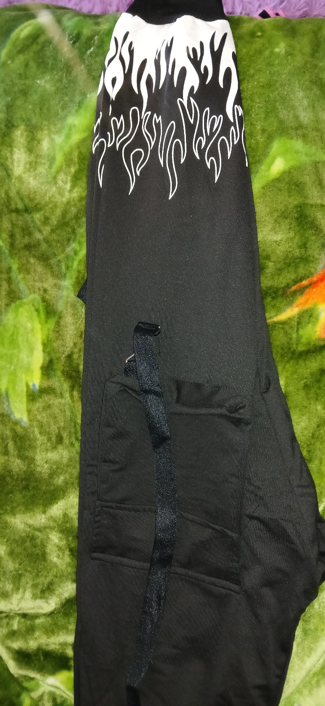 Womans  XL Black Cargo Pants with Flame Detail - photo 2