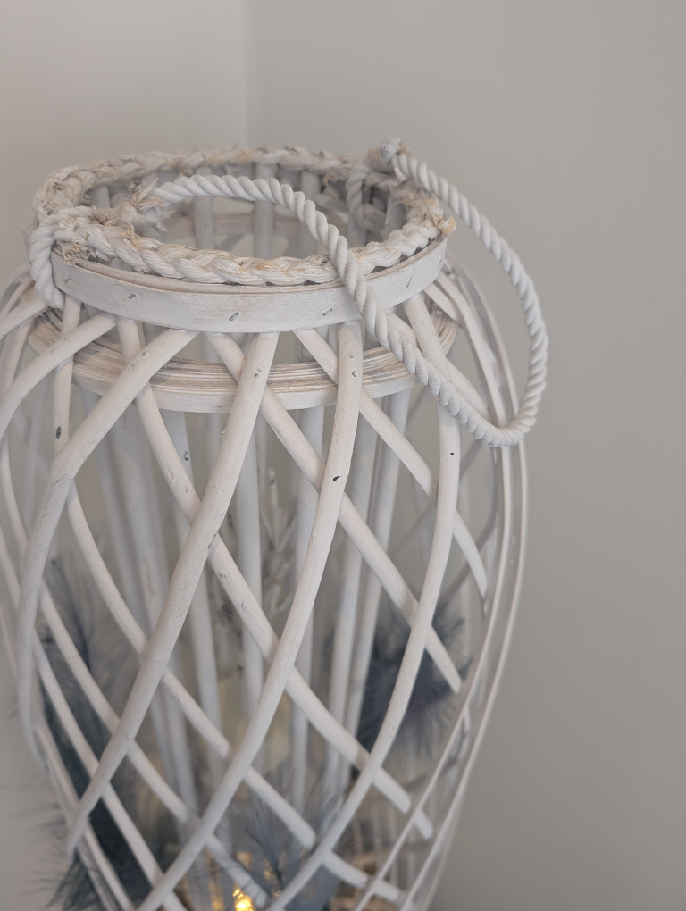 White Wicker Lantern with Lights - photo 4