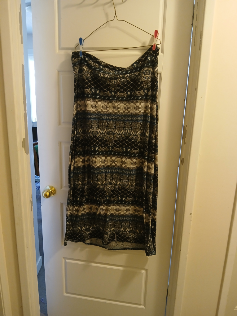 Women's Maxi Skirt, Size Plus, Black and Beige Pattern