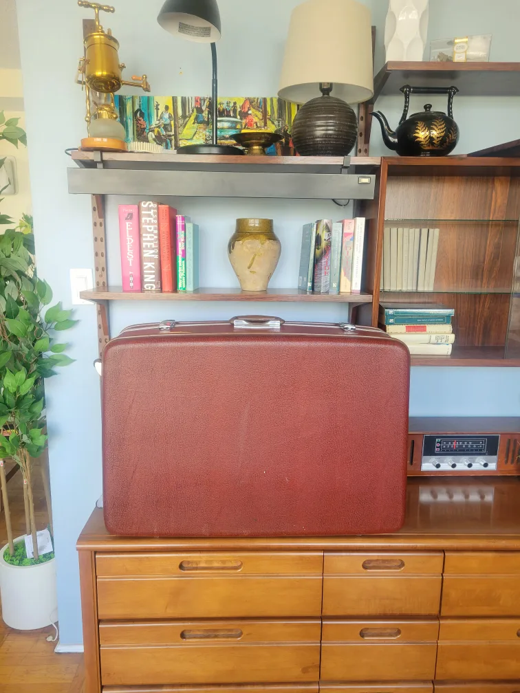 Vintage Burgundy Hardshell Suitcase thumbnail