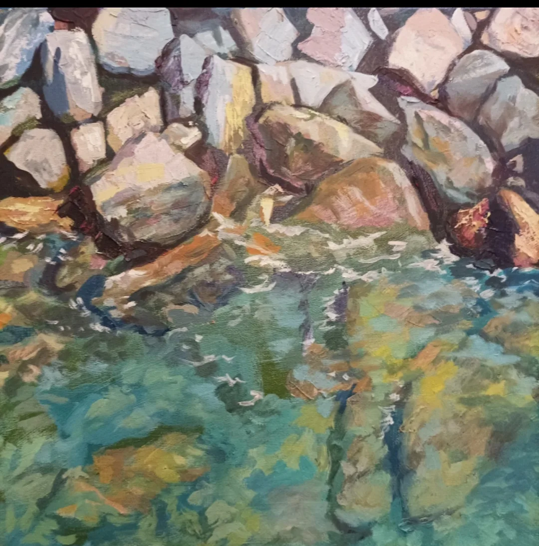 Original Oil Painting of Rocky Shoreline image indicator(8)