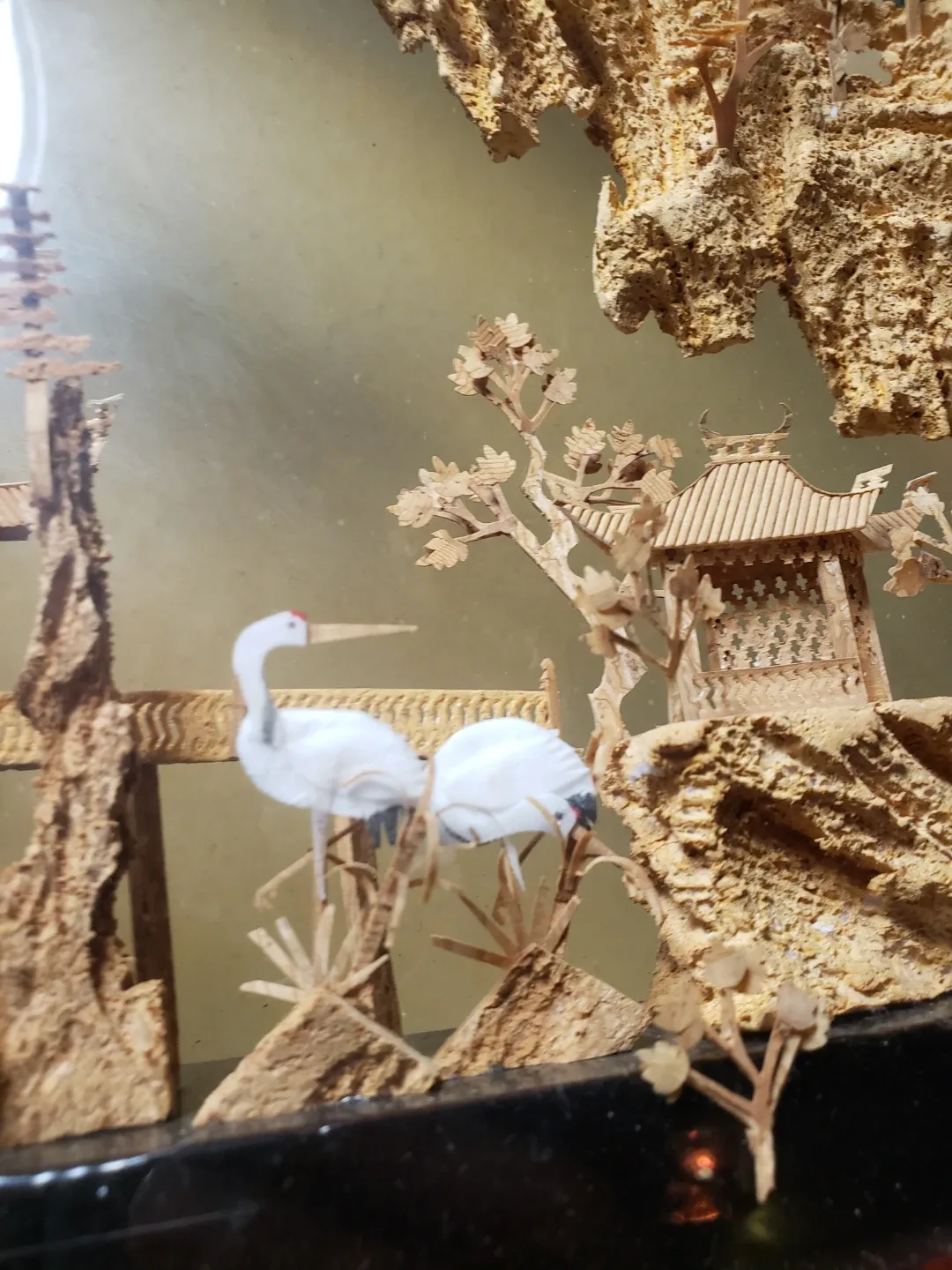 Vintage Cork Art Landscape in Glass Dome image indicator(7)