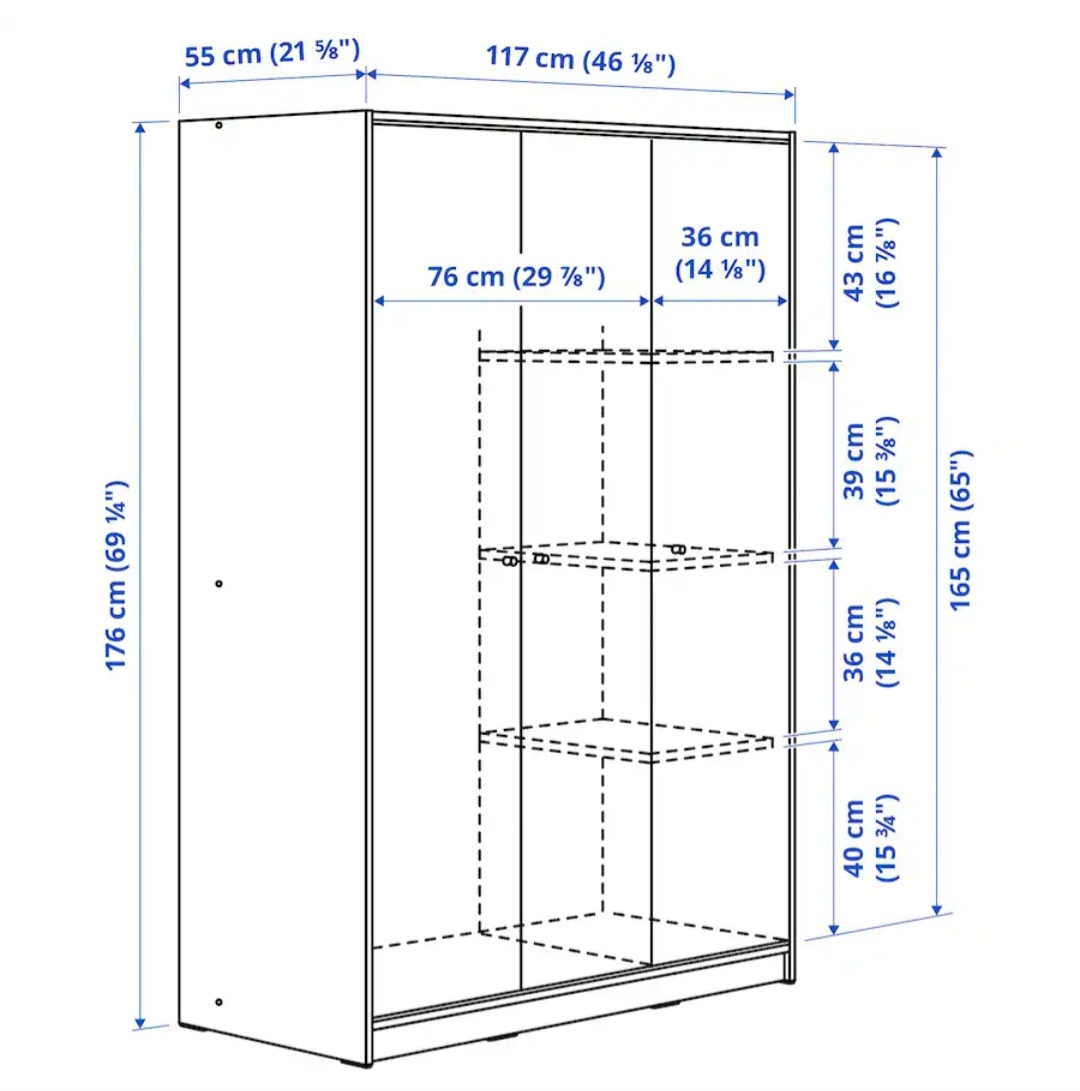Ikea Kleppstad White 3-Door Wardrobe Closet - photo 3