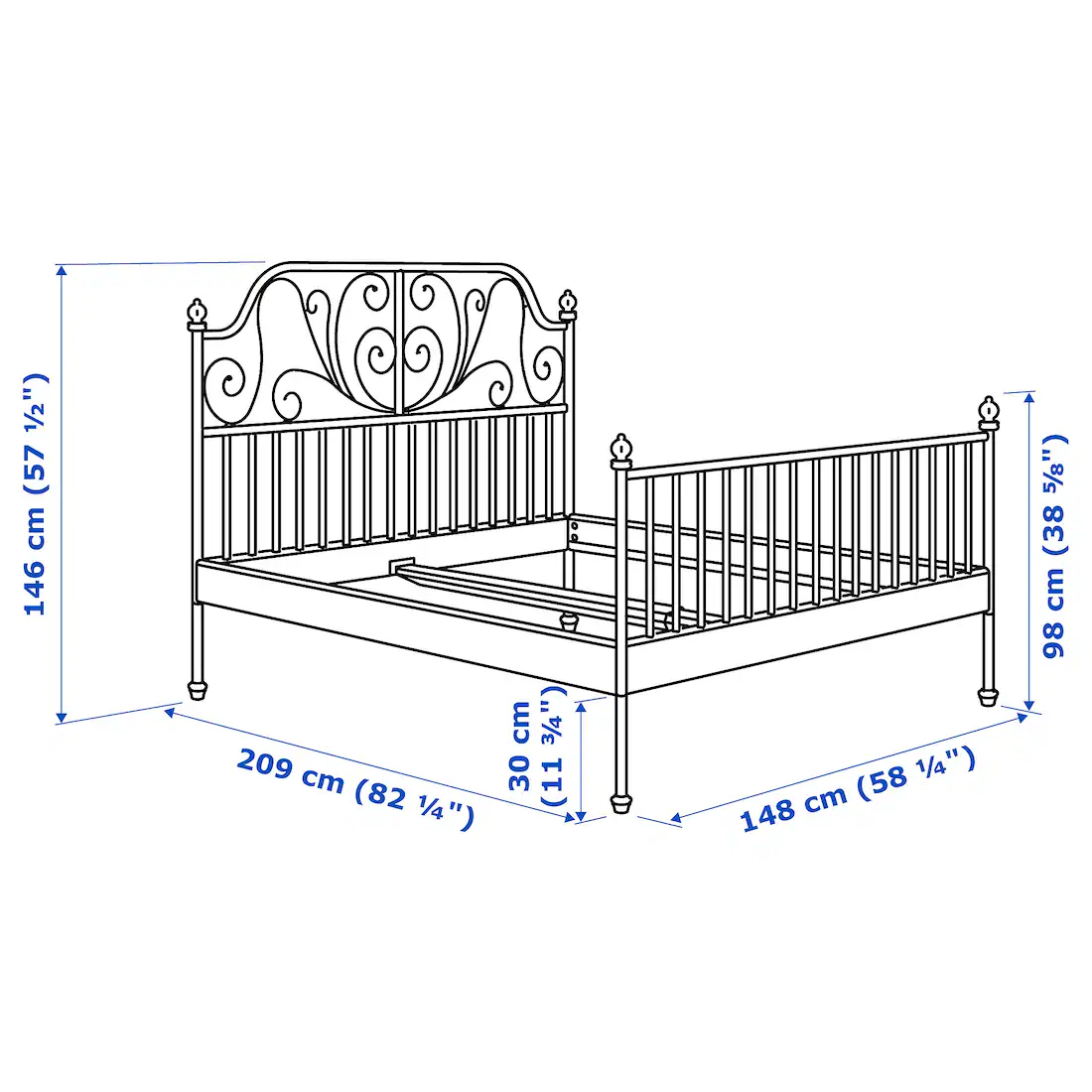 IKEA MALM White Metal Bed Frame - Queen - photo 3