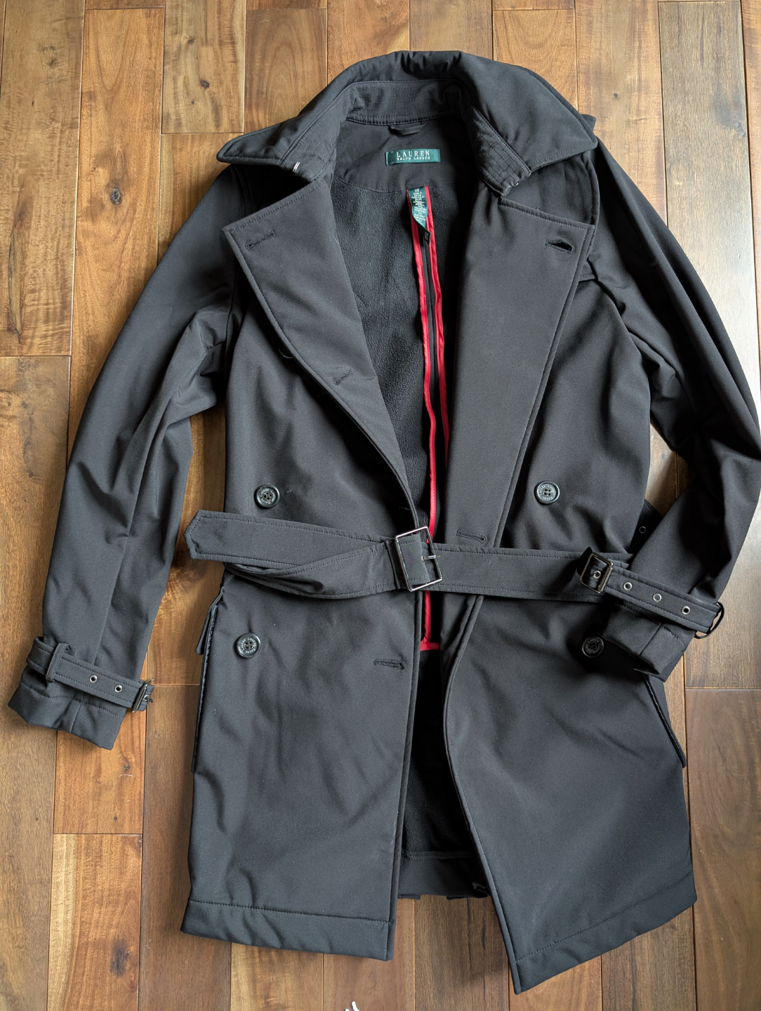 Brand New Ralph Lauren Black Trench Coat - Size XS